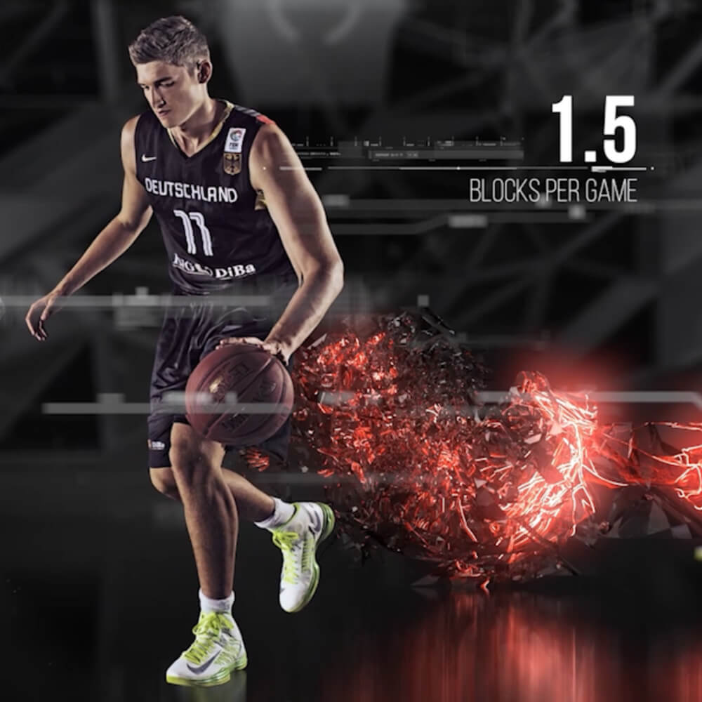 Basketballplayer and fire cgi effects