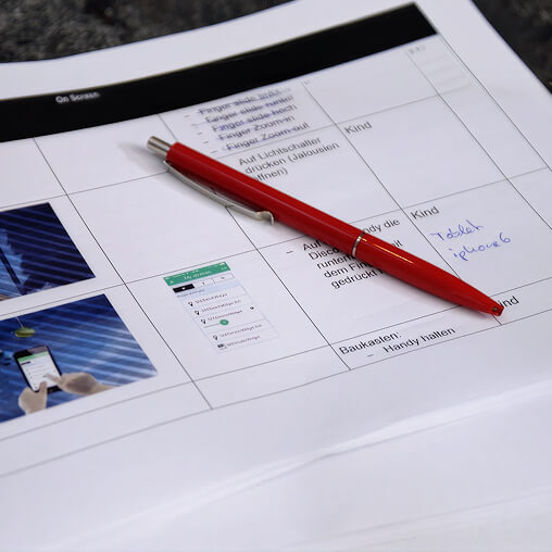 video script print out with pen